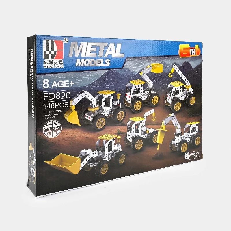Age-appropriate puzzles Educational Metal Construction Truck 6 IN 1 | 146Pcs