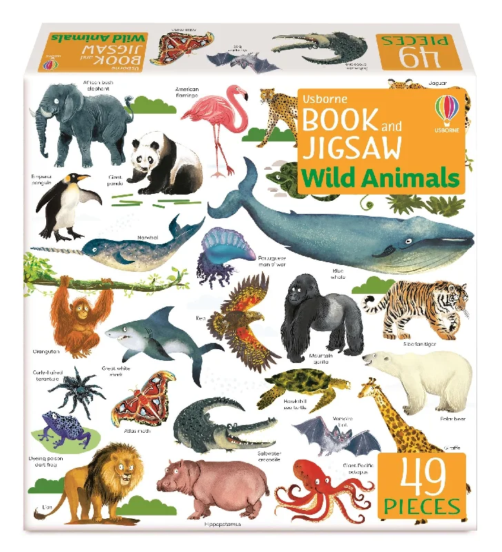 Social games Usborne Book and Jigsaw: Wild Animals (49 Pieces)